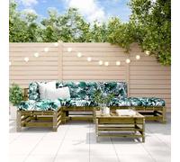 SKM Juego de Muebles de jardín 6 pzas Madera de Pino impregnada,Mobiliario,Muebles de jardín,Conjuntos de jardín,Marrón,50.19 kg,3186339