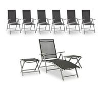 SKM Juego de Muebles de jardín 9 Piezas Negro y Plateado,Mobiliario,Muebles de jardín,Conjuntos de jardín,Negro,32.75 kg,3070644