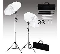 SKM Kit Estudio fotográfico con telón de Fondo, lámparas y Paraguas,Cámaras y Objetivos,Fotografía,Iluminación y Estudio,Flashes e iluminaciones de Estudio,Negro,10.14 kg,3055087