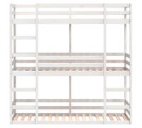 SKM Litera Triple de Madera Maciza de Pino 90x200 cm,Mobiliario,Camas y Accesorios,Camas y somieres,68.4 kg,3284255