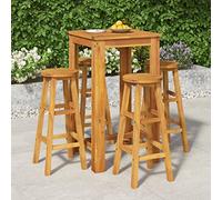 SKM Mesa y taburetes Altos de jardín 5 pzas Madera Maciza Acacia,Mobiliario,Muebles de jardín,Conjuntos de jardín,Marrón,30.4 kg,3154389