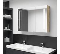 SKM Mueble de baño con Espejo LED Color Roble 89x14x62 cm,Mobiliario,Armarios y Almacenamiento,Tocadores,Tocadores de baño,Gris,21.17 kg,326529