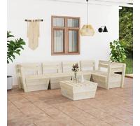 SKM Muebles de palets para jardín 6 pzas Madera de Abeto impregnada,Mobiliario,Muebles de jardín,Conjuntos de jardín,Beige,107.5 kg,3063723
