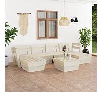 SKM Muebles de palets para jardín 7 pzas Madera de Abeto impregnada,Mobiliario,Muebles de jardín,Conjuntos de jardín,Beige,114.5 kg,3063724