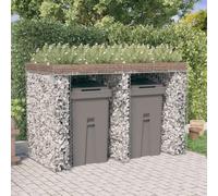 SKM Muro de gaviones para contenedor de Basura Hierro 192x91x120 cm,Productos del hogar,Accesorios para contenedores de residuos,Soportes para contenedores de residuos,Plateado,49.65 kg,151336