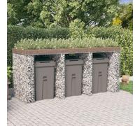 SKM Muro de gaviones para contenedor de Basura Hierro 270x91x120 cm,Productos del hogar,Accesorios para contenedores de residuos,Soportes para contenedores de residuos,Plateado,68.1 kg,151337