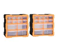 SKM Organizadores multicajones con 12 cajones 2 uds 26,5x16x26 cm,Bricolaje,Accesorios de Bricolaje,Organización y Almacenamiento de Herramientas,Cajas de Herramientas,Naranja,1.37 kg,147581