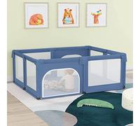 SKM Parque infantil con 2 puertas de tela Oxford azul claro, 8,37 kg, 10309, color: azul