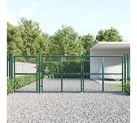 SKM Puerta de Malla de jardín Acero galvanizado Verde 400x175 cm,Bricolaje,Vallas de jardín,Puertas de jardín,Verde,53.9 kg,154537