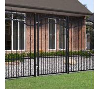 SKM Puerta de Valla con Punta de Lanza Negra, 103 x 150 cm, Acero con Recubrimiento en Polvo,Bricolaje,Vallas de jardín,Puertas de jardín,Negro,18.1 kg,151092