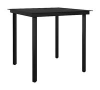 SKM Set Comedor de jardín 3 pzas y Cojines ratán sintético y Vidrio,Mobiliario,Muebles de jardín,Conjuntos de jardín,Negro,30.54 kg,3099679