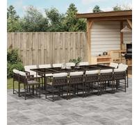 SKM Set Comedor de jardín y Cojines 15 pzas ratán sintético marrón,Mobiliario,Muebles de jardín,Conjuntos de jardín,Marrón,146.1 kg,3211593