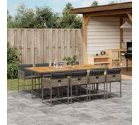 SKM Set Comedor jardín 9 pzas y Cojines ratán sintético Gris,Mobiliario,Muebles de jardín,Conjuntos de jardín,Gris,99.6 kg,3211286