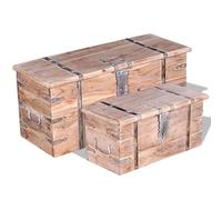 SKM Set de baúl de Almacenamiento de Madera de Acacia 2 Unidades,Mobiliario,Armarios y Almacenamiento,Baúles de Almacenamiento,Marrón,30.2 kg,244054