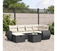 SKM Set de Comedor de jardín 7 pzas y Cojines ratán sintético Negro,Mobiliario,Muebles de jardín,Conjuntos de jardín,Negro,57.1 kg,3264112
