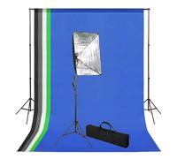 SKM Set de Estudio fotográfico con telón de Fondo e iluminación softbox,Cámaras y Objetivos,Fotografía,Iluminación y Estudio,Flashes e iluminaciones de Estudio,Azul,6.98 kg,3051358