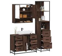 SKM Set de Muebles baño 3 pzas Madera contrachapada Roble marrón,Mobiliario,Conjuntos de Muebles,Muebles de baño,Marrón,77.3 kg,3301174