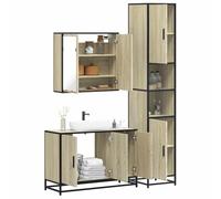 SKM Set de Muebles de baño 3 pzas Madera contrachapada Roble Sonoma,Mobiliario,Conjuntos de Muebles,Muebles de baño,Marrón,83.54 kg,3301071