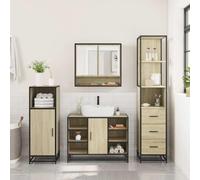 SKM Set de Muebles de baño 3 pzas Madera contrachapada Roble Sonoma,Mobiliario,Conjuntos de Muebles,Muebles de baño,Marrón,72.25 kg,3301181