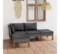 SKM Set de Muebles de jardín 4 pzas y Cojines ratán sintético Gris,Mobiliario,Muebles de jardín,Conjuntos de jardín,Gris,30.8 kg,3059709