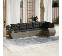 SKM Set de Muebles de jardín 6 pzas y Cojines ratán sintético Gris,Mobiliario,Muebles de jardín,Conjuntos de jardín,Gris,50.2 kg,3221389