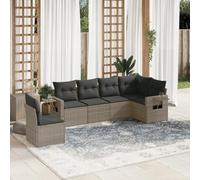 SKM Set de Muebles de jardín 6 pzas y Cojines ratán sintético Gris,Mobiliario,Muebles de jardín,Conjuntos de jardín,Gris,50.2 kg,3220229