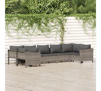SKM Set de Muebles de jardín 7 pzas y Cojines ratán sintético Gris,Mobiliario,Muebles de jardín,Conjuntos de jardín,Gris,50.2 kg,3187302