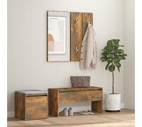 SKM Set de Muebles de recibidor Madera contrachapada Roble Ahumado,Mobiliario,Bancos,Bancos para recibidores y Almacenamiento,Marrón,35.7 kg,3120194