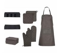 SKM Set de paños Manoplas Horno agarradores 15 pzas algodón Negro,Casa y jardín,Ropa de casa,Toallas,Negro,1.55 kg,136296