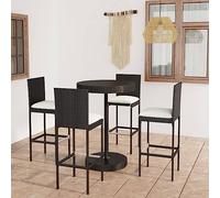 SKM Set de para jardín 5 pzas y Cojines ratán sintético Negro,Mobiliario,Muebles de jardín,Conjuntos de jardín,Negro,30.9 kg,3064766