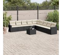 SKM Set de sofás de jardín 10 pzas Cojines ratán sintético Negro,Mobiliario,Muebles de jardín,Conjuntos de jardín,Negro,78.1 kg,3219086