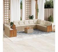 SKM Set de sofás de jardín 11pzas con Cojines ratán sintético Beige,Mobiliario,Muebles de jardín,Conjuntos de jardín,Beige,99.6 kg,3260203