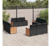 SKM Set de sofás de jardín 12 Piezas Cojines ratán sintético Negro,Mobiliario,Muebles de jardín,Conjuntos de jardín,Negro,108.4 kg,3227511