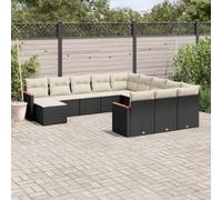 SKM Set de sofás de jardín 12 Piezas Cojines ratán sintético Negro,Mobiliario,Muebles de jardín,Conjuntos de jardín,Negro,99 kg,3258983