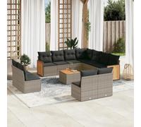 SKM Set de sofás de jardín 12 pzas con Cojines ratán sintético Gris,Mobiliario,Muebles de jardín,Conjuntos de jardín,Gris,101.6 kg,3260177