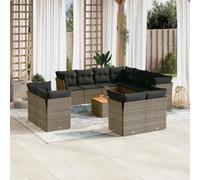 SKM Set de sofás de jardín 12 pzas con Cojines ratán sintético Gris,Mobiliario,Muebles de jardín,Conjuntos de jardín,Gris,102.4 kg,3223946