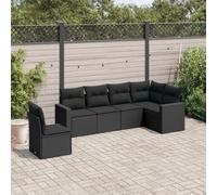 SKM Set de sofás de jardín 6 Piezas y Cojines ratán sintético Negro,Mobiliario,Muebles de jardín,Asientos de Exterior,Sofás modulares de Exterior,Negro,51.6 kg,3251362