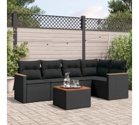 SKM Set de sofás de jardín 6 Piezas y Cojines ratán sintético Negro,Mobiliario,Muebles de jardín,Conjuntos de jardín,Negro,50.4 kg,3225950