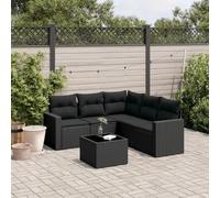 SKM Set de sofás de jardín 6 Piezas y Cojines ratán sintético Negro,Mobiliario,Muebles de jardín,Conjuntos de jardín,Negro,50.4 kg,3218945