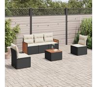 SKM Set de sofás de jardín 6 Piezas y Cojines ratán sintético Negro,Mobiliario,Muebles de jardín,Conjuntos de jardín,Negro,50 kg,3227533