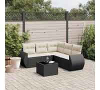 SKM Set de sofás de jardín 6 Piezas y Cojines ratán sintético Negro,Mobiliario,Muebles de jardín,Conjuntos de jardín,Negro,50.7 kg,3221355