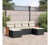 SKM Set de sofás de jardín 6 Piezas y Cojines ratán sintético Negro,Mobiliario,Muebles de jardín,Conjuntos de jardín,Negro,50.6 kg,3260299
