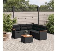 SKM Set de sofás de jardín 6 Piezas y Cojines ratán sintético Negro,Mobiliario,Muebles de jardín,Conjuntos de jardín,Negro,50.4 kg,3225964