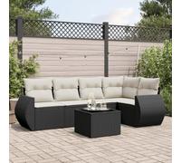 SKM Set de sofás de jardín 6 Piezas y Cojines ratán sintético Negro,Mobiliario,Muebles de jardín,Conjuntos de jardín,Negro,50.7 kg,3221335