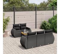 SKM Set de sofás de jardín 6 Piezas y Cojines ratán sintético Negro,Mobiliario,Muebles de jardín,Conjuntos de jardín,Negro,50.8 kg,3224886
