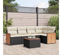 SKM Set de sofás de jardín 6 Piezas y Cojines ratán sintético Negro,Mobiliario,Muebles de jardín,Conjuntos de jardín,Negro,52.1 kg,3227631