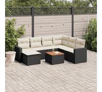 SKM Set de sofás de jardín 8 Piezas y Cojines ratán sintético Negro,Mobiliario,Muebles de jardín,Asientos de Exterior,Sofás modulares de Exterior,Negro,61.6 kg,3224236