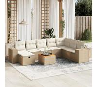 SKM Set de sofás de jardín 9 pzas con Cojines ratán sintético Beige,Mobiliario,Muebles de jardín,Conjuntos de jardín,Beige,73.1 kg,3265209
