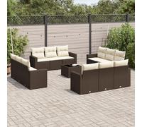 SKM Set de sofás de jardín con Cojines 13 Piezas ratán PE marrón,Mobiliario,Muebles de jardín,Asientos de Exterior,Sofás modulares de Exterior,Marrón,114.8 kg,3251120