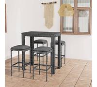 SKM Set Muebles jardín 5 Piezas y Cojines ratán sintético Gris,Mobiliario,Muebles de jardín,Conjuntos de jardín,Gris,30.4 kg,3064782